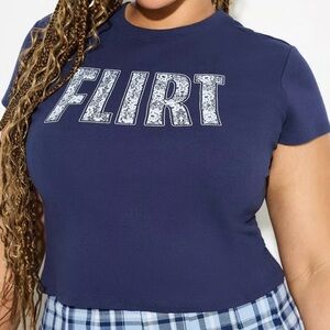 torrid Navy 'FLIRT' Short Sleeve Crop Tee